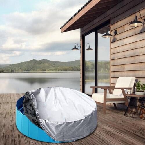 Swimming Pool Cover 210D Oxford Cloth Round Folding Dustproof Bathtub Pool Cover Outdoor Pool Heat Insulation Cover