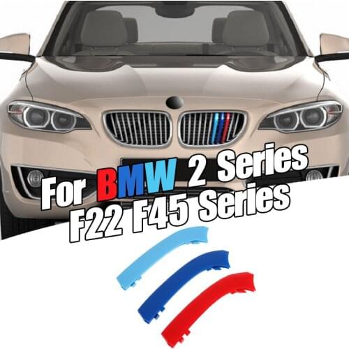 Dropship 3pcs Car 3D M Styling Front Grille Trim Bumper Cover Strip Strips Stickers Cover for BMW 2 Series F22 2014-2019