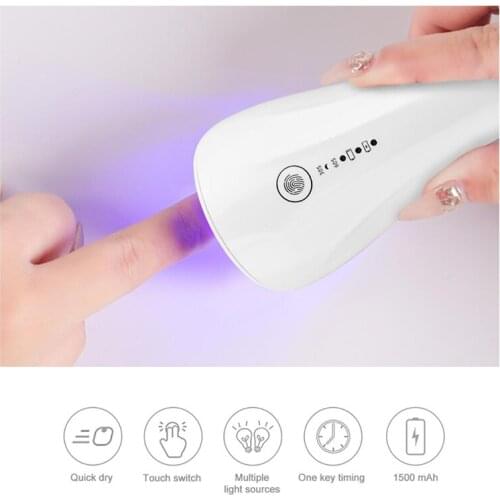 Handheld Nail Dryer Cordless 3 UV Lamps Light Eyelash Quick-drying Mini Phototherapy Lamp Rechargeable Nail Manicure Travel Tool