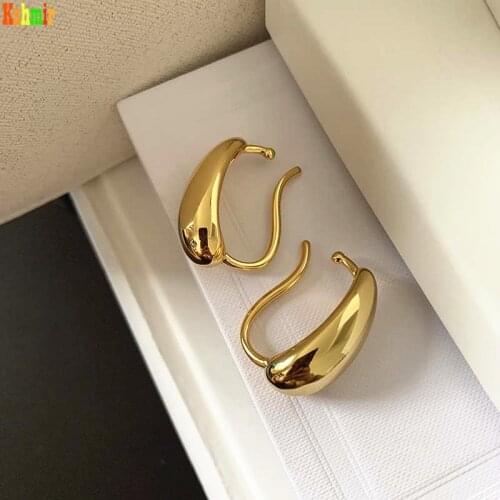 Kshmir Euramerican ear clip no ear hole female simple metal water drop retro exaggerated female painless clip type earrings