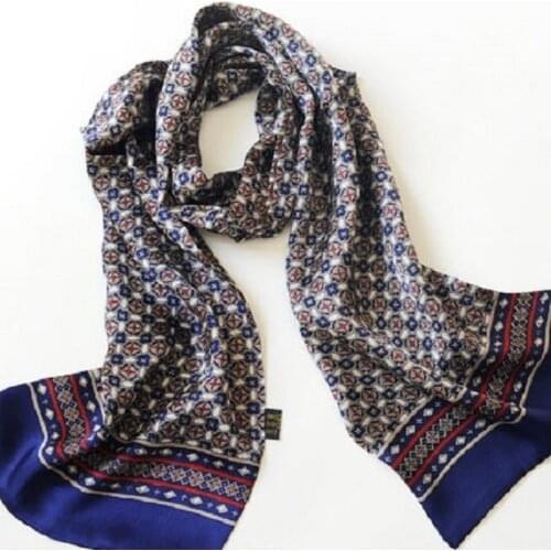 Mens Real 100% Pure Silk double-sided long Scarf Double Layer Neckerchief Fashion Accessory