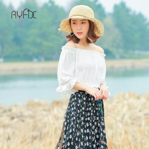 RYFIX Woman Fashion Sun Hat Beach Anti-UV Sun Protection Foldable bowknot Straw Cap Collapsible Sunshade Beach #HatJX47