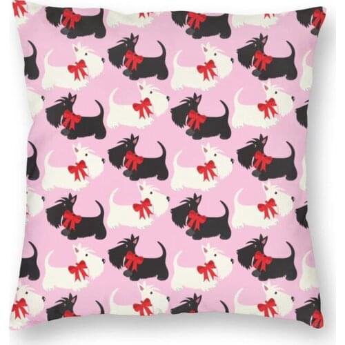 Cute Scotties Dog Cushion Cover Double-sided Scottish Terrier Throw Pillow Case for Living Room Custom Pillowcase Decoration