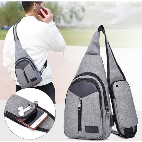 Male Shoulder Bags USB Charging Vintage Crossbody Bags for Men Messenger Chest Bag Short Trip Messengers Bag 2018 New Arrival