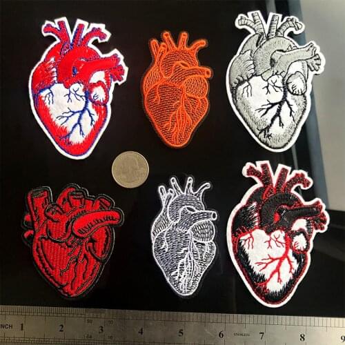 Heart Cloth Patches Realistic Color Thermo Adhesive Embroidery Appliques DIY Clothing Accessories Patches Iron on Punk Badges