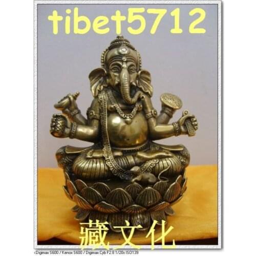 TIBETAN BUDDHIST BRONZE GANESHA INDISCHER GOTT BUDDHA STATUE GARDEN DECORATION 100% REAL BRASS BRONZE