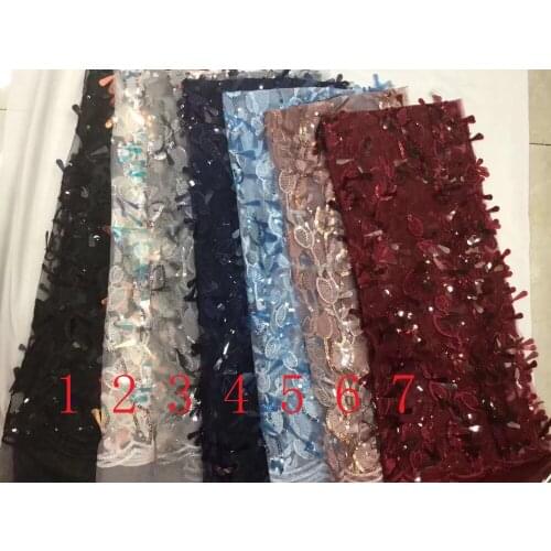 Sequin fabric New 5yards SJ246# 6 colour embroidery thread sequins gauze wedding dress cloth for bridal wedding dress/sawing