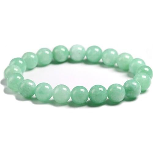 Fine AAA 100% Natural Burmese Green Jade Round Beads Bracelet Women Stone Jewelry Gemstone Gift Handmade Strand Bracelets