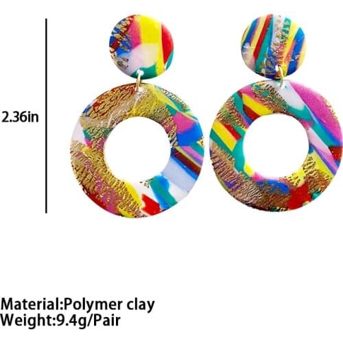 Spring Polymer Clay Earrings Stud for Women Multi Colors New Simplicity Trend Geometric Handmade Fashion Jewelry Cute Girl Gifts