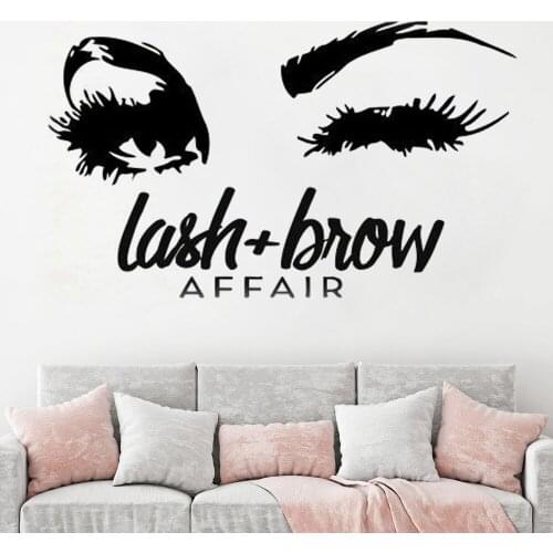 Eyelashes wall sticker Beautiful Girl Eyebrows sticker Lashes Decal Vinyl Make Up Beauty Salon Decal Customized Decals HY36