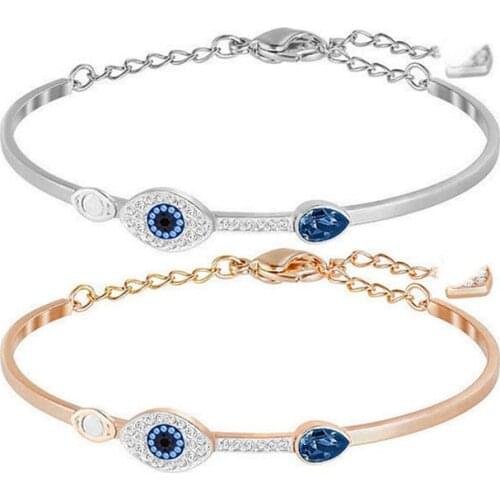 Evil Eye Crystal Element Devil Blue Eye Tennis Bracelet For Women Ladies Rose gold Chain Women Jewelry Bracelets On Hand Charm