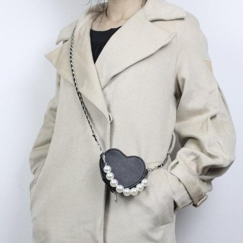 Women mini Crossbody Bag Pearl strap love heart Flap Bags Quality Leather Chain Shoulder Messenger Bags Female Handbag And Purse