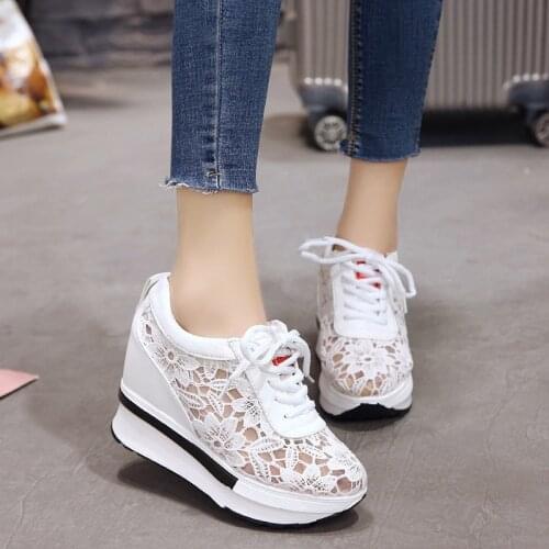 Summer Lace-up Breathable Women Sandals Wedges Chunky Heels Height Increasing Paltform Female Ladies Shoes Zapatos De Mujer