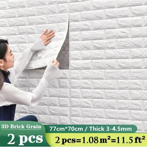 2PCS 3D Wall Sticker Imitation Brick Livingroom Decoration Waterproof Self Adhesive Wallpaper For Living Room Kitchen TV Back