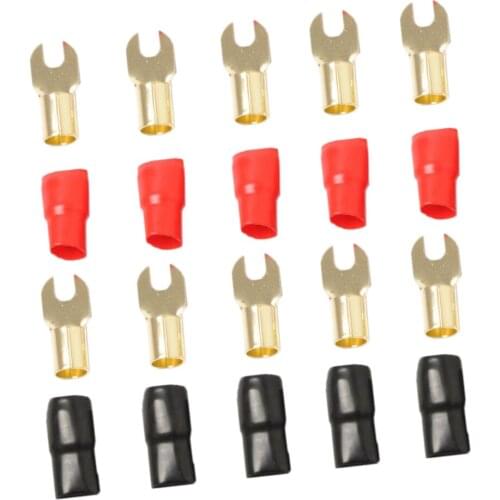 5 Pairs 4 AWG Gauge Fork Terminals Wire Connector Kit Positive+Negative
