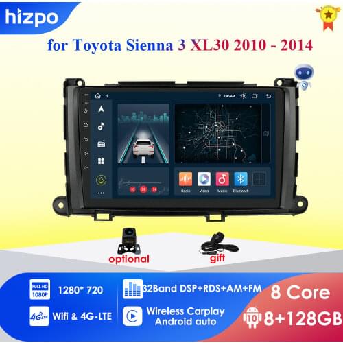 Autoradio 2din Android 10 car multimedia player for Toyota Sienna 3 XL30 2010 - 2014 car radio GPS navigation WiFi Bluetooth 4G
