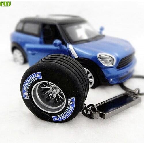 FLYJ car automobile tyre key ring opona pneumatyczna Key chain auto tire turbo key ring Car Styling For audi bmw e46 TRD sline