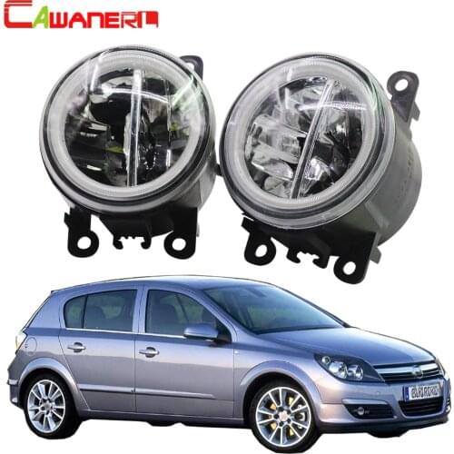 Cawanerl For Opel Astra G H 1998-2010 Car 4000LM LED Bulb Fog Light + Angel Eye Daytime Running Light DRL 12V High Bright