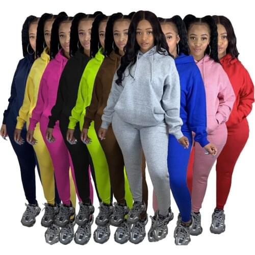 Women Girls Sweatshirt Pants Suit Two Piece Set Casual Sports Wear Autumn Winter Running Clothes Hoodie Elastic Waist Leggings