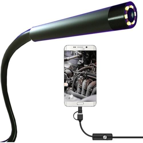 Endoscope 720P 8mm 5.5mm Lens Snake Semi Rigid Cable 6 LED Light Waterproof USB Camera For Android Phone Windows PC Endoscope