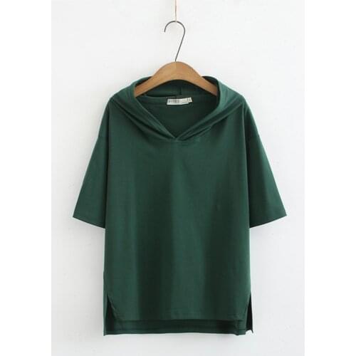 Summer Women Sweatshirts Ladies Hooded Thin Tops Female Short Sleeve Hoodies Plus Size Clothing Casual Fashion Loose S56-829