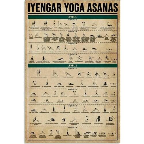 Iyengar Yoga Asanas Metal Tin Sign Retro Kitchen Garden Restaurant Farm Shopping Mall Bar Cafe Man Cave Farm Wall Decoration