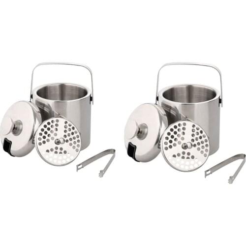 1.3L/3.2L Double-Walled Insulated Stainless Steel Ice Cube Container Ice Bucket With Tong And Whiskey Chilling Lid Ice Container