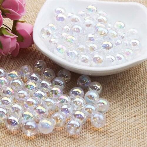 100pcs 10mm AB Transparent White Pink Color Round Acrylic Bead Loose Spacer Beads for Jewelry Making DIY Bracelet
