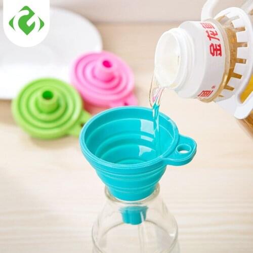 GUANYAO Kitchen Specialty Tools Food Grade Silicone Folding Collapsible Funnels Inverted cooking oil aid High Quality Thick