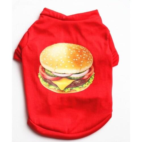 Summer Dog Tshirt Vest Print Hamburger Pet Cat Dog Clothes for Small Dogs Chihuahua Yorkshire Pug Shirts Puppy Clothing Outfit
