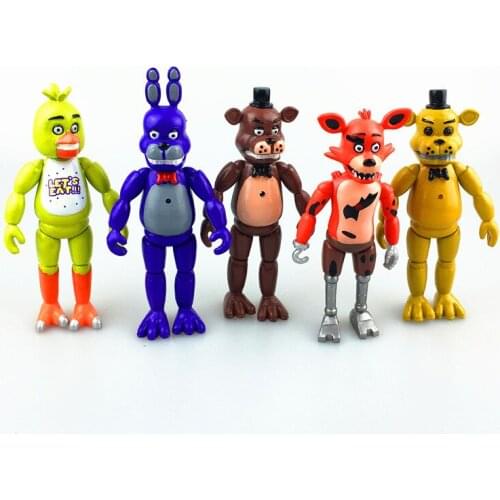 Hot Sales 5pcs/lot Five Nights At Freddys With Lighting PVC FNAF Action Figures Toys Foxy Freddy Fazbear Bear Doll Kids Gifts