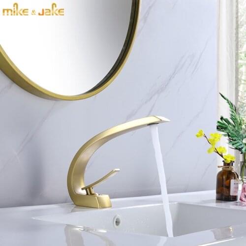 Gold brush bathroom faucet frosted gold basin mixer hot and cold single handle basin tap sink faucet gold crane