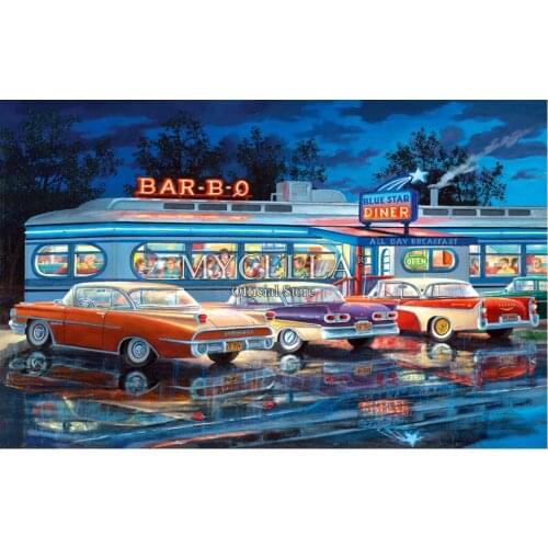 Cartoon 5D Diy Diamond Painting Cars & Trucks Dining Out Diamond Embroidery Full Drill Needlework Rhinestone Mosaic Home Decor