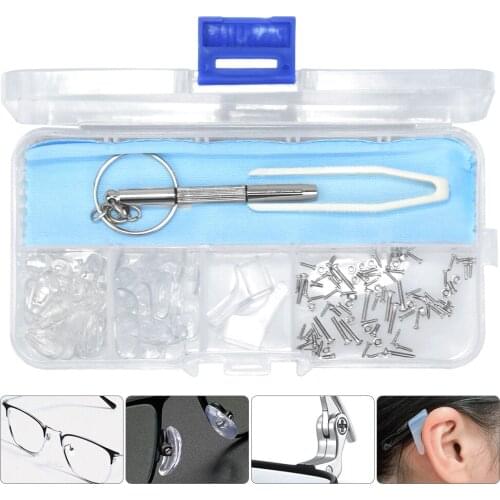 Eyeglass Sun Nut Nose Pad Optical Parts Screwdriver Glasses Repair Tool Assorted Kit Screw Nose Pads Holder Glasses Hook