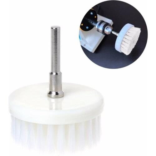 60mm White Nanowire + Plastic Soft Drill Powered Brush Head For Cleaning Car Carpet Bath Fabric New