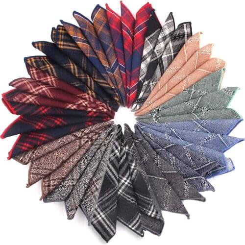 Suit Pocket Square For Men Plaid Cotton Hanky Mens Handkerchiefs Casual Suits Square Handkerchief Towels For Party Scarves
