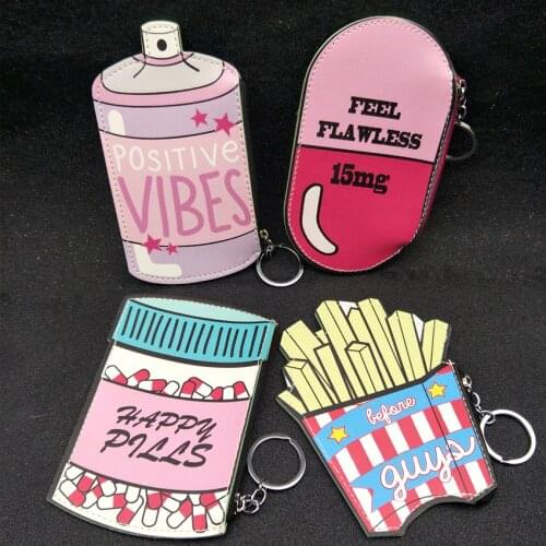 M242 2018 New Cute Women Coin Purses Cartoon Zero Wallet French Fries, Pills Key Buckle Handbag Wholesale