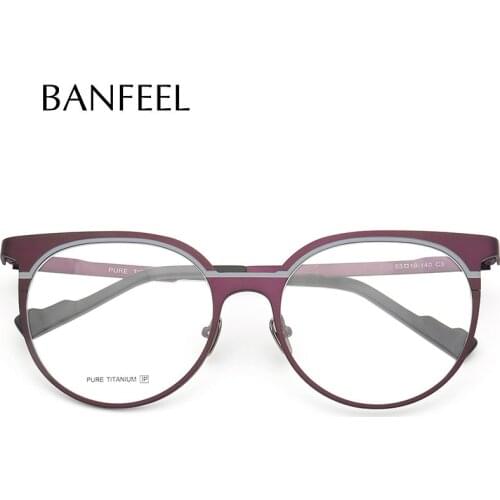 Pure Titanium eyglasses frames Men Retro Round Popular Eyewear Cat eye Women myopia hyperopia Prescription Reading Glasses