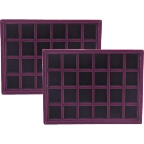 2x Velvet Stackable Jewellery Display Tray Drawer Organizer For Earring Ring