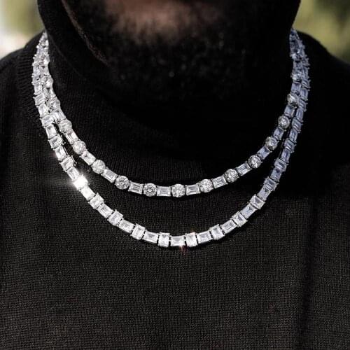 2021 Iced Out Bling Women Men Hip Hop Bling Bling Cuban Chain Choker Necklace Micro Paved Square Cz Tennis Chain Fashion Jewelry