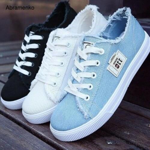 Canvas Shoes Women 2021 Lace-up Spring And Autumn Girl Sports Shoes Fashion Denim Breathable Comfortable Casual Shoes Size 35-40