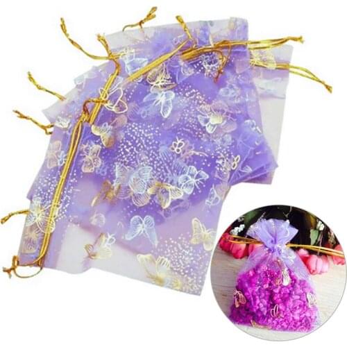 25Pcs Organza Gift Bags Jewellery Drawstring Pouches Wedding Party Candy 10X12cm
