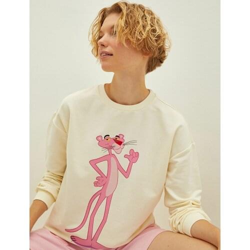 LCW CASUAL Pink Panther Printed Long-Sleeve Women 'S Sweatshirt Trend, cotton, polyester, style, fashion