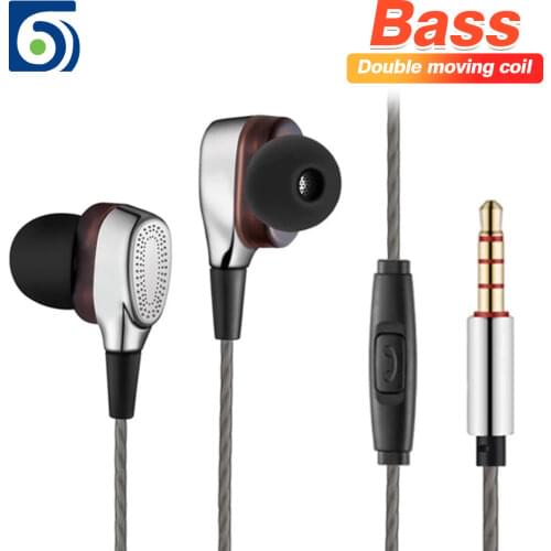 Byscoon Dual Dynamic Circle Bass Earphones In-Ear Wired Earphones 3.5mm Jack Wire-Controlled Gaming Headset With Microphone