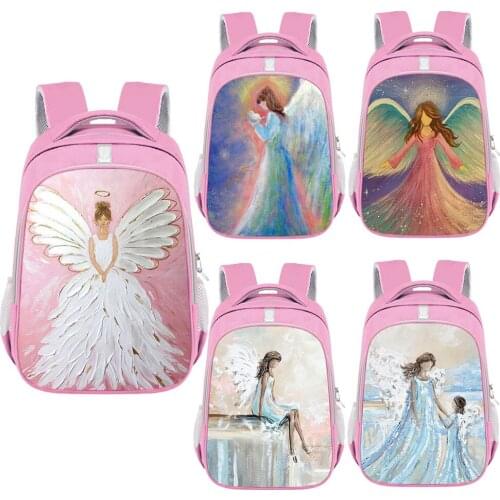 Angel Fairy Painting Print Backpack Women Shoulder Bag for Travel Casual Daypack Children School Bags for Teenager Girls Bookbag