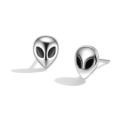 SILVERHOO 100% 925 Sterling Silver Earrings For Women Personality Vintage Skull Tiny Stud Earrings Unisex Original Jewelry Gift