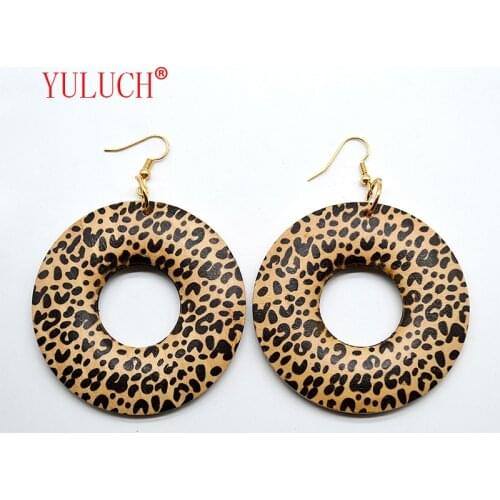 YULUCH African wooden personality leopard print earrings for bohemian beautiful womens jewelry party gifts