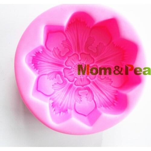 Mom&Pea 0781 Free Shipping Lotus Shaped Silicone Soap Mold Cake Decoration Fondant Cake 3D Mold Food Grade