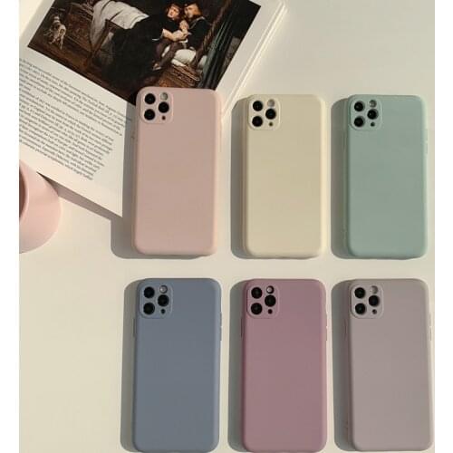 Silicone Smartphone Case for Iphone11 Pro Max 12 Mini XR XS 7 8 Plus Soft Phone Back Cover Shockproof Lens Protection