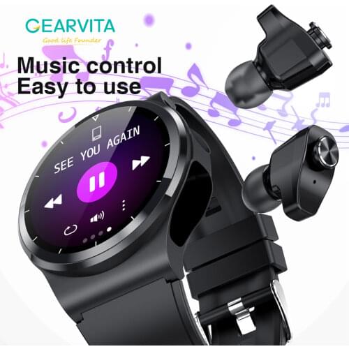 GEARVITA GT69 Smart Watch TWS Earphone Heart Rate Blood Pressure / Oxygen BT Call / Music Sports Men Women Smartwatch
